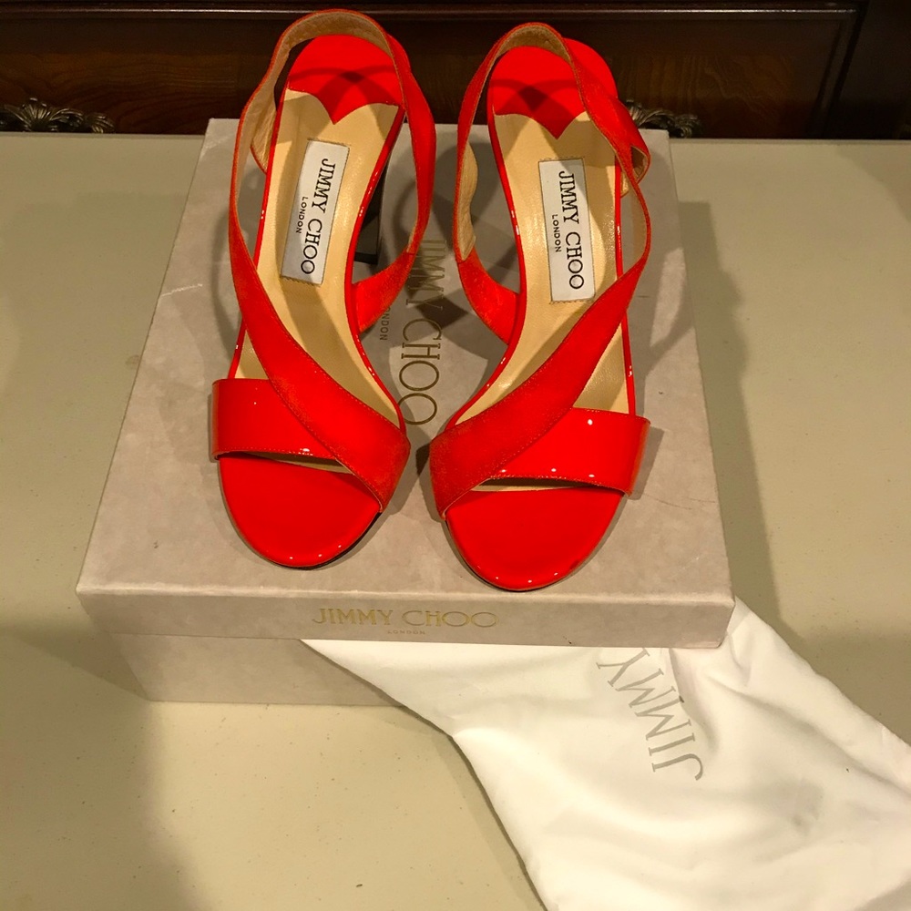 Jimmy Choo Orange Patent leather heels